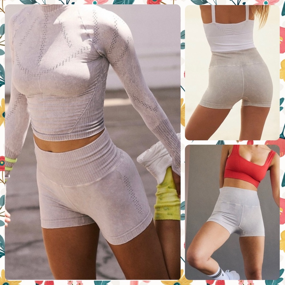 🍂(A301) NEW Free People Movement Good Karma Ice Gray Running Shorts. Size: XS/S